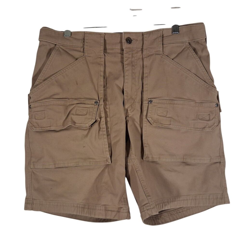 Duluth coolmax Flex Firehose cargo shorts ens 34 khaki tan stretch work outdoor